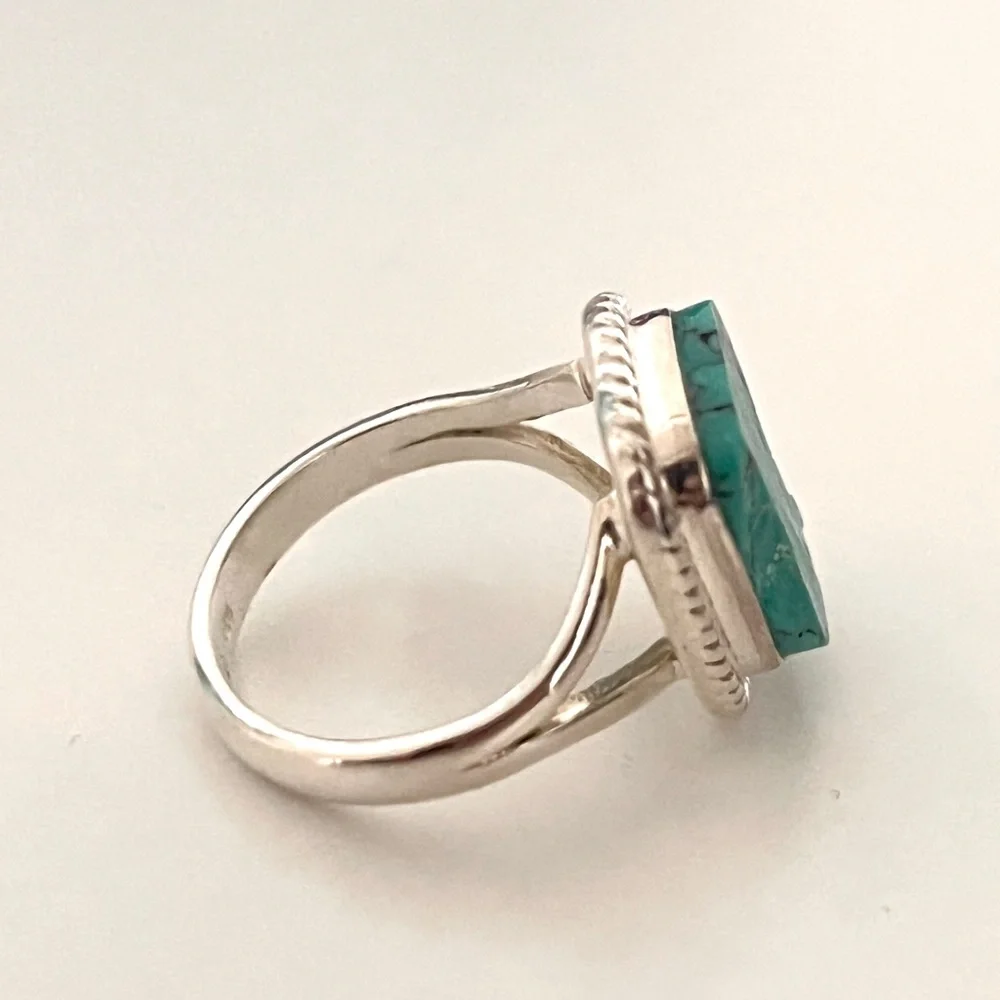 Sterling Silver Raw Turquoise, Ring Size 7 - Picture 3 of 8